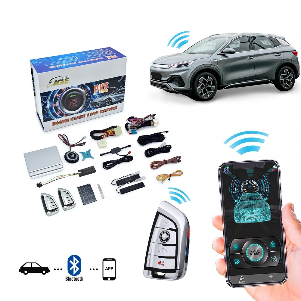 Mobile Phone Bt Remote Engine Start Stop Pke Keyless Entry Car Alarm