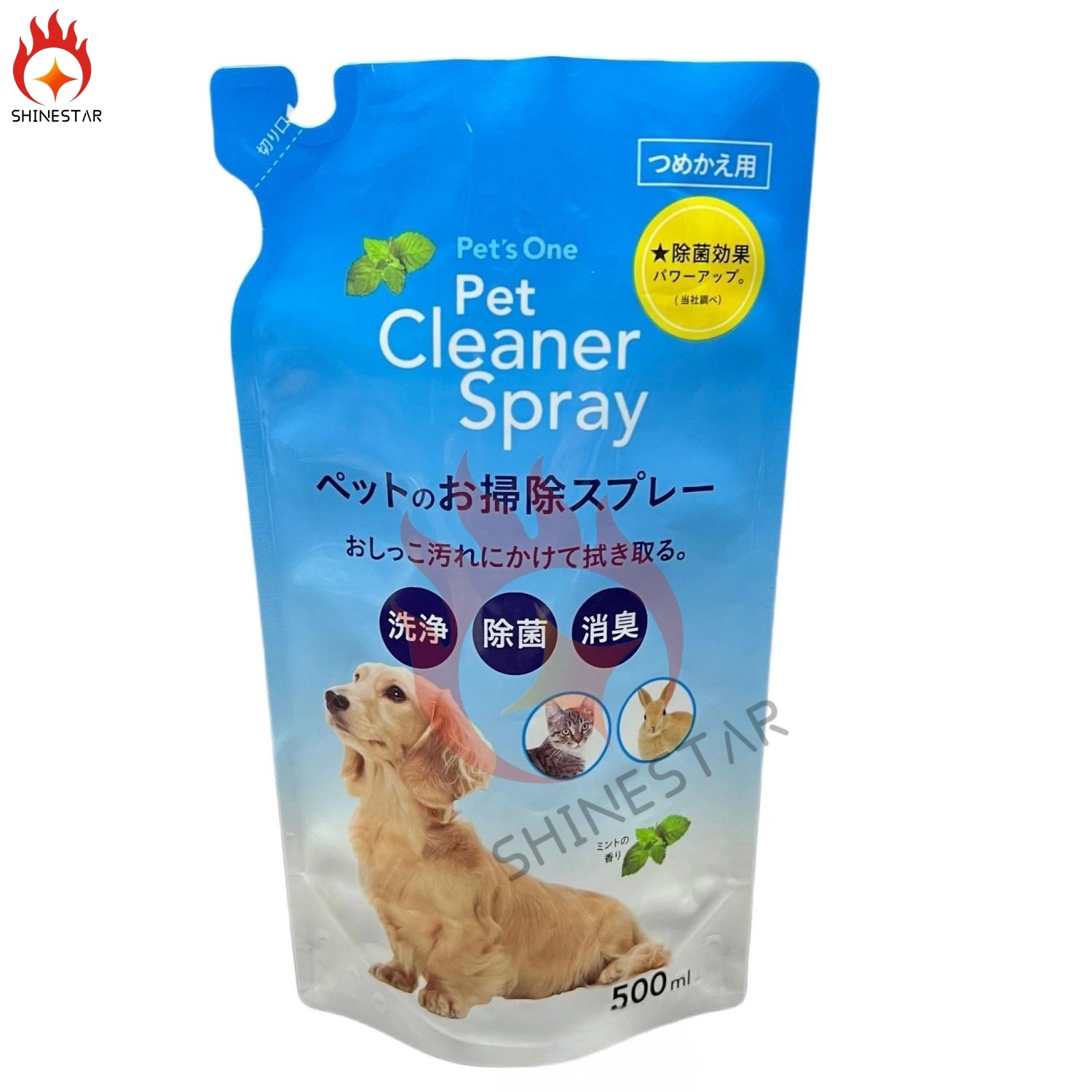 500ml Pet Cleaner Spray plástico Bolsa de embalaje sin bolsa de boquilla