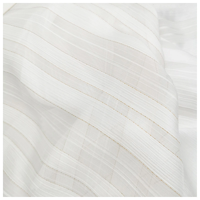 Crepe Satin Fabric 95% Polyester 5% Gold Wire Shiny Strip Sheer Satin Fabric for Women Wear