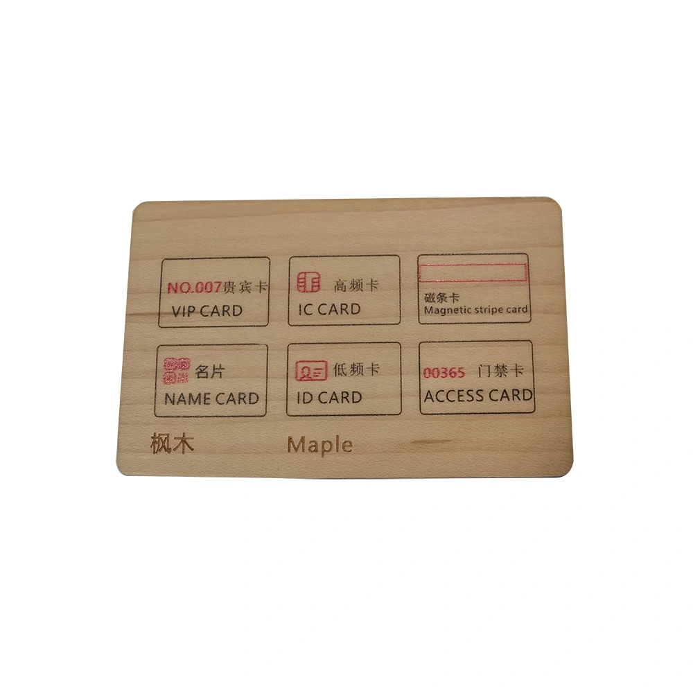 13.56MHz ISO14443 une carte à puce RFID NFC en bois d'érable Carte en bois avec NFC