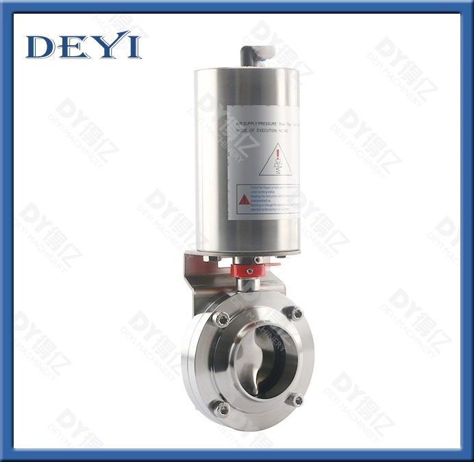 Deyi Stainless Steel Sanitary Pneumatic Single Acting Threaded Butterfly Valve