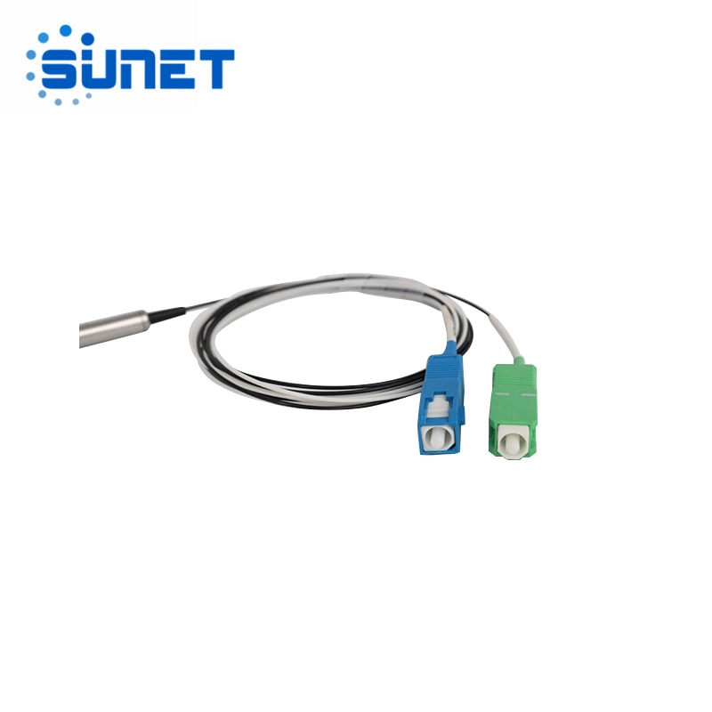 FTTH Mini Type Steel Tube Type 1 in 2 out Sc Connector 1310 1490 1550 Nm Fiber Optic Splitter Filter Fwdm Wdm