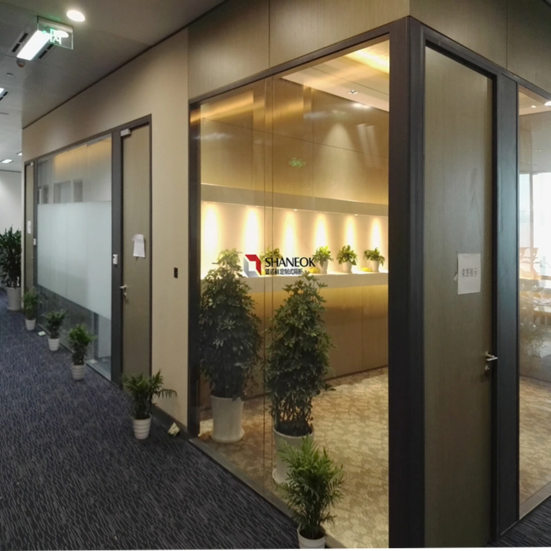 Shaneok Aluminium Profile Office Partition, Double Glass Partition Wall