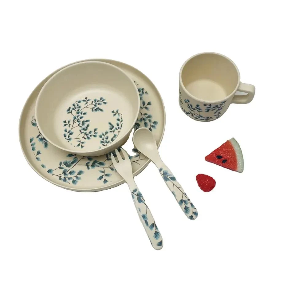 100 % Aveco PLA Bambou ensemble avec les enfants les plaques de vaisselle, coutellerie, Bol Tasse sans BPA