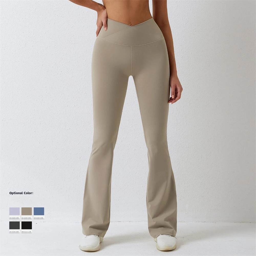 High Waisted Dance Flare Legging V-Seam Crossover Sports Yoga Pants