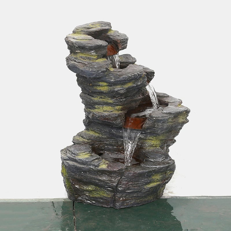 Polyresin Stone River Stream Waterfall Fountain Outdoor Rocky Water Feature for Garden Patio Porch