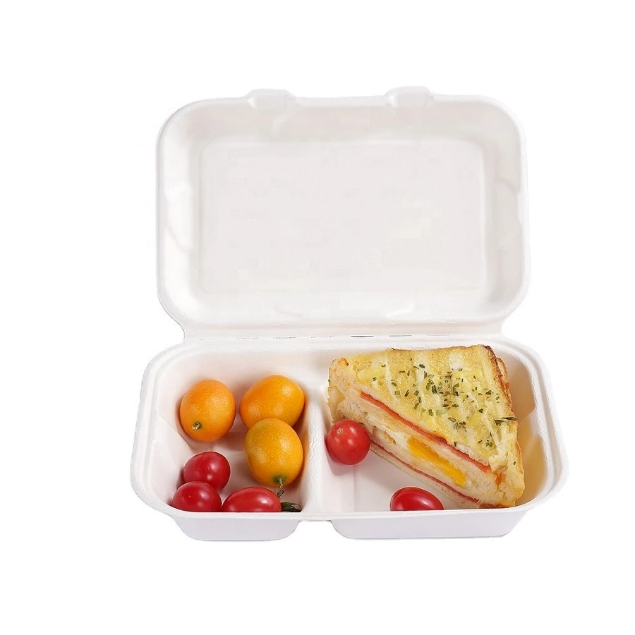 Caja de papel de 9" desechable biodegradable para cena Para comida Takeout