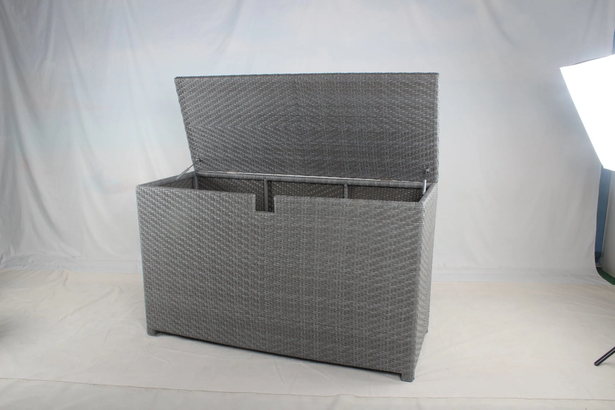 Durable PE Rattan Weaving Cushion Storage Box Outdoor Furniture with Waterproof Fabric