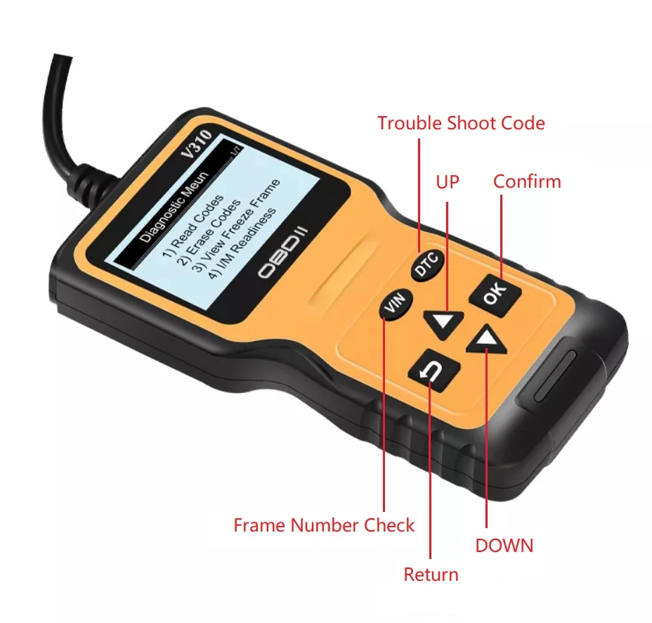 2022 Vente directe d'usine Outil de diagnostic OBD2 original Outils de numérisation de lecteur de codes de défaut OBD II pour véhicules automobiles Scanner de voiture V310