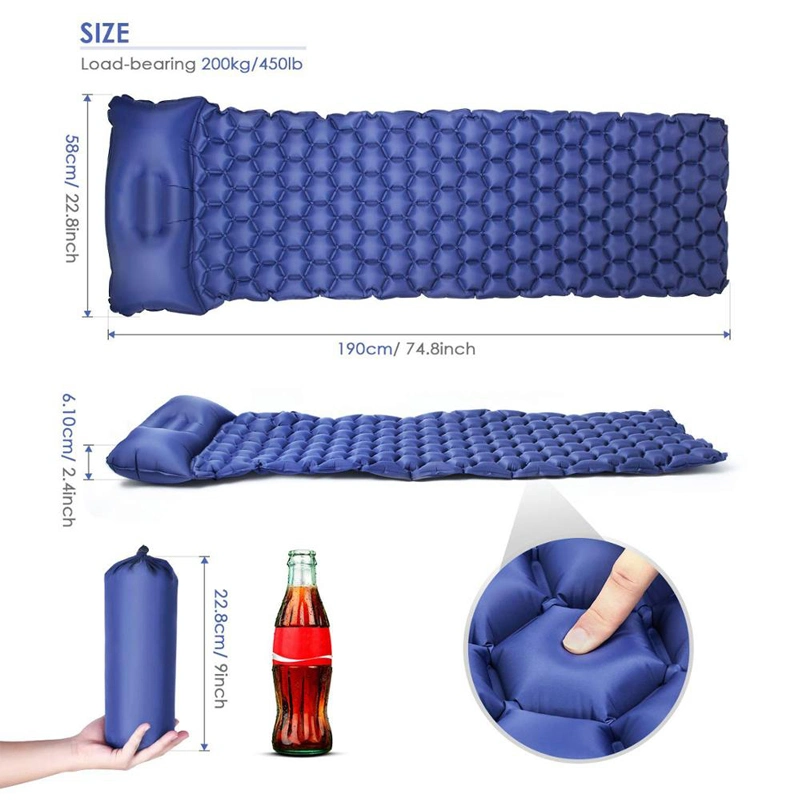 Inflar el auto Camping Senderismo Mat, inflable colchón para dormir, resistente al agua la almohadilla de dormir con almohada