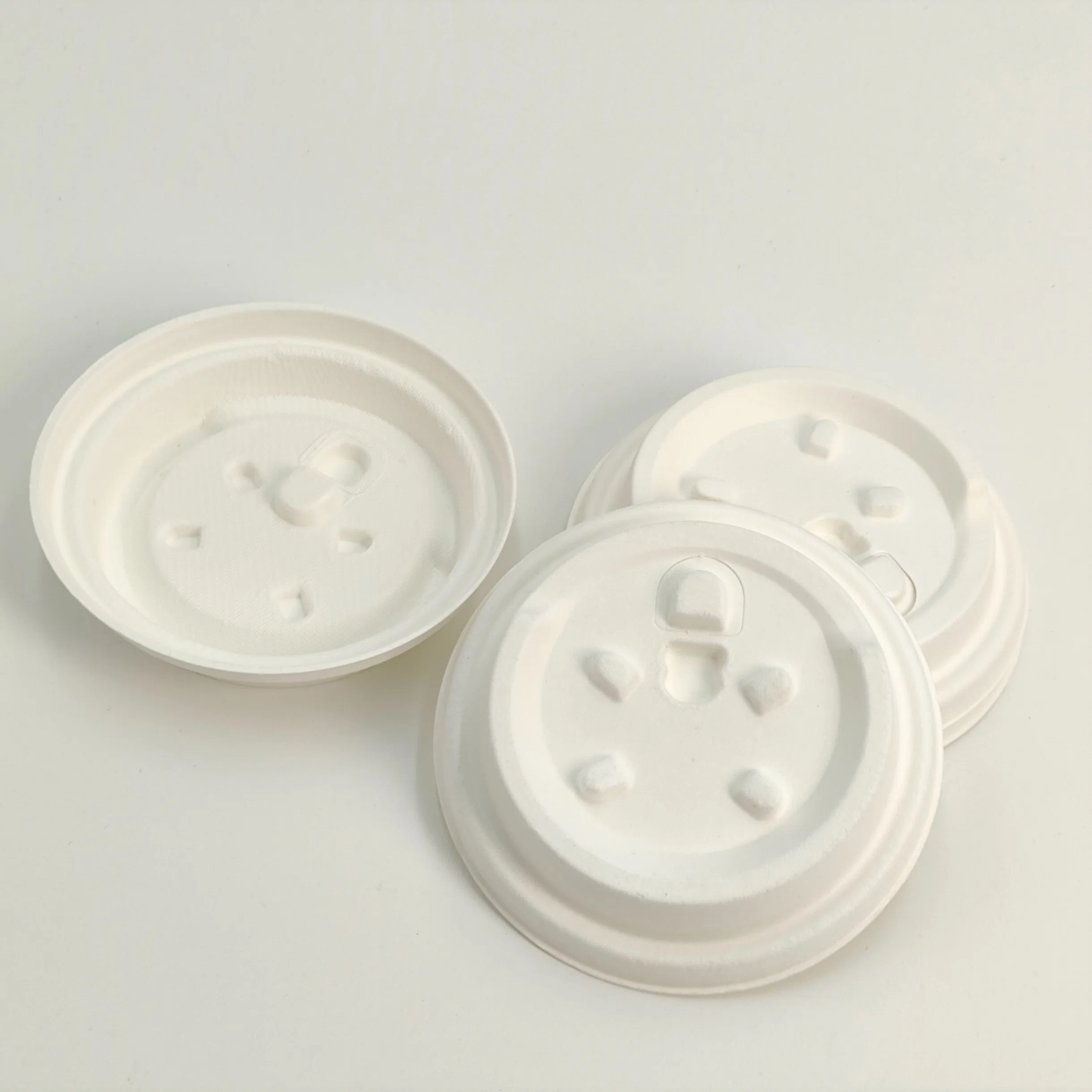 Sugarcane Bagasse Bamboo Pulp 80mm 90mm Size Biodegradable Coffee Cup Lid