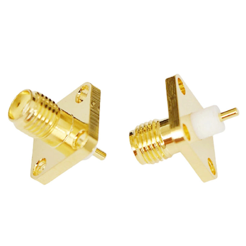 Recto coaxial RF DE MONTAJE EN PANEL CONECTOR SMA con 4 agujeros de la brida