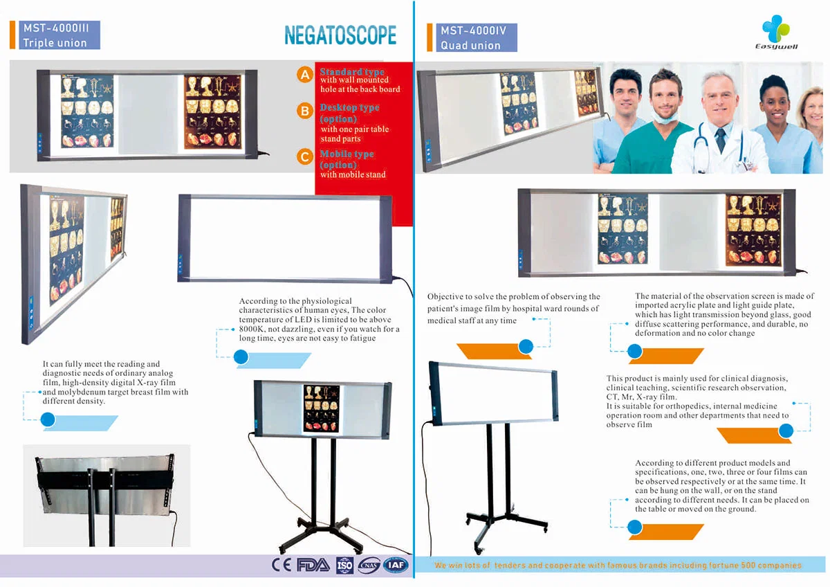 LED Digital X-ray Source Film Negatoscope Viewer Mst-4000III Triple Panels