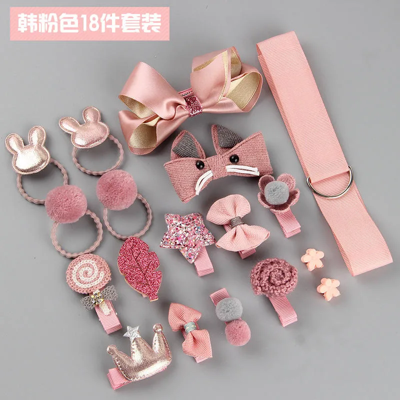 New Style Baby 18 Pieces Princess Style Cute Hairpin Hair Ring Gift Suit Kids Hair Band Set Baby Girl Hair Accessories