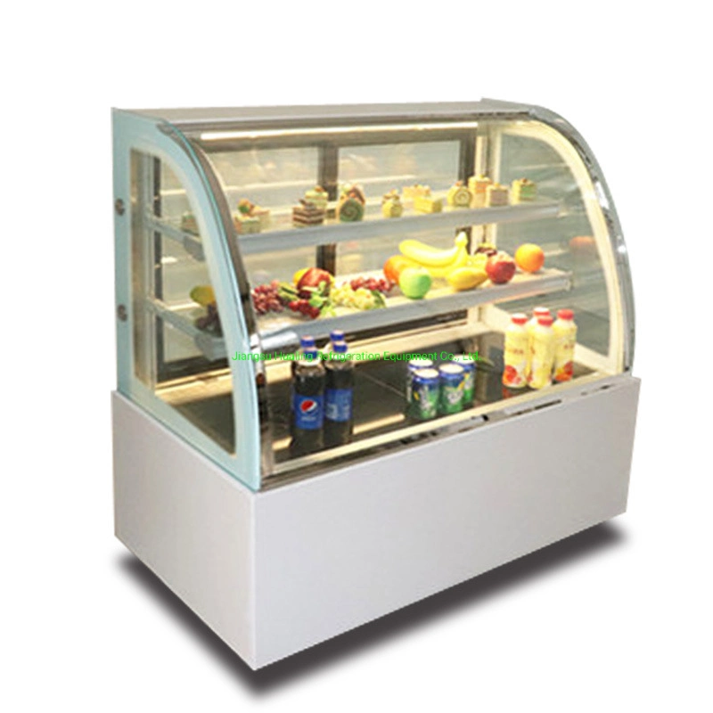 Supermarket Glass Door Curved Fan Cooling1.5m Cake Display Showcase for Bakery Shop