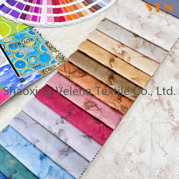 New Home Textile Soft Fabric Holland Velvet Dyeing with Print and Glue Emboss Upholstery Furniture Sofa Curtain Fabric China Factory 9