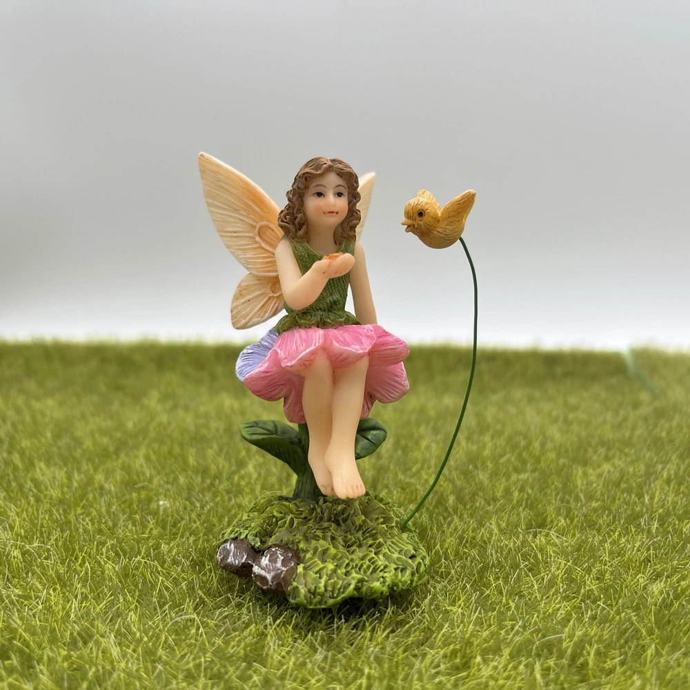 Polyresin Mini Fairy Garden Accessories Fairy and Bird DIY Decoration
