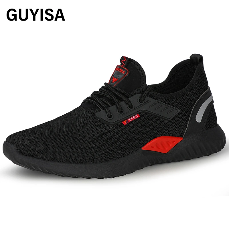 Guyisa Breathable Fly Woven Fabric Work Rubber Steel Toe Safety Shoes