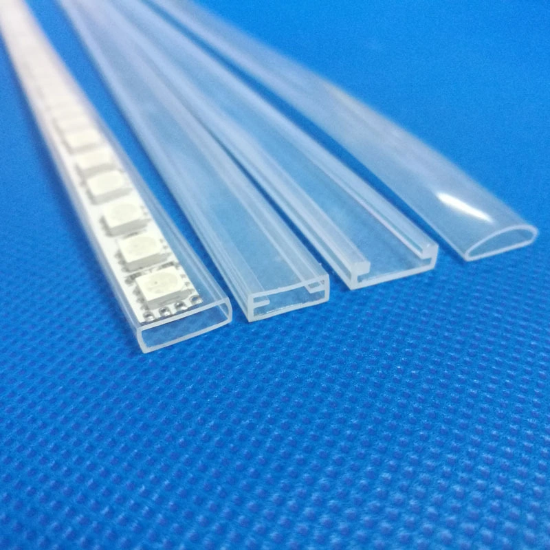 Transparant Rectangular Waterproof Extruded Flexible LED Strip Silicone Tube for 8mm, 10mm, 12mm PCB LED Lighting
