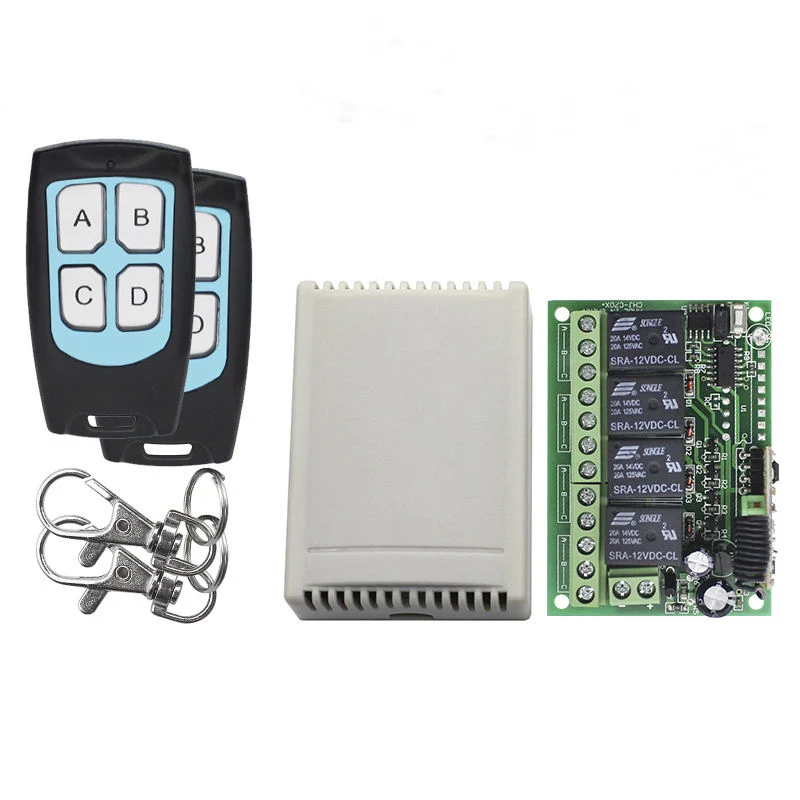 Interruptor de controlo remoto de 24 V/12 V de código de aprendizagem sem fios de 4 canais de 433 MHz E Kit de controlador para porta da porta