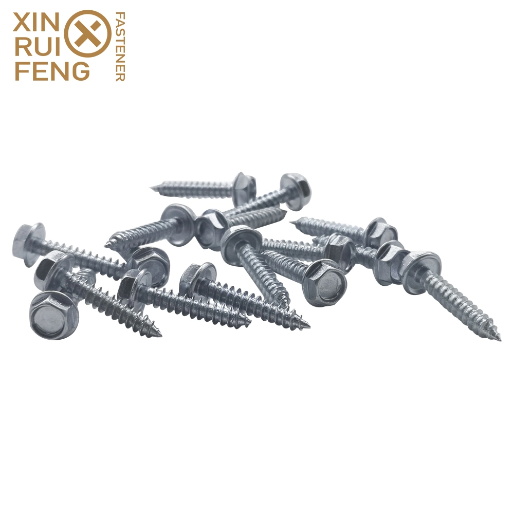 Slotted Drive Hex Head White Zinc Plated Self Tapping Screw Carbon Steel Hardware Fittings