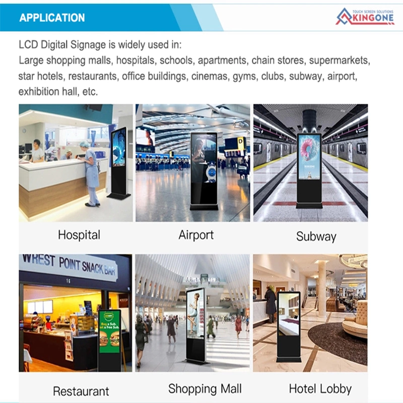 42 Inch LCD Display Touch Screen Free Standing Kiosk Subway Digital Signage Screens