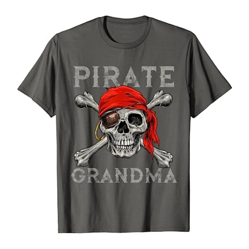 Pirate Shirt Jolly Roger Skull Crossbones Flag Hip Hop Streetwear Fashion Cotton T-Shirt