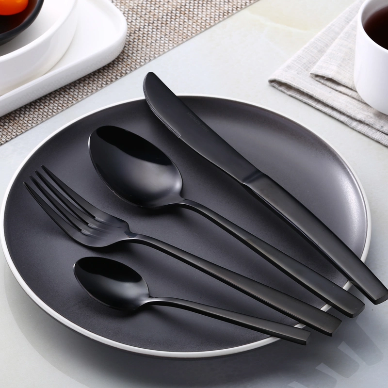 Black Color Best Selling Wedding Stainless Steel Flatware Hotel Metal Fancy Spoon Stainless Steel Kitchenware Cutlery Sets