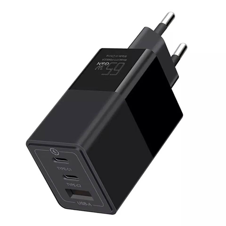 2023 Hot Sale Kc/SAA/ETL/Ukca/CE Approved 65W AC DC GaN Charger 3 Ports Type C Fast USB Adapter