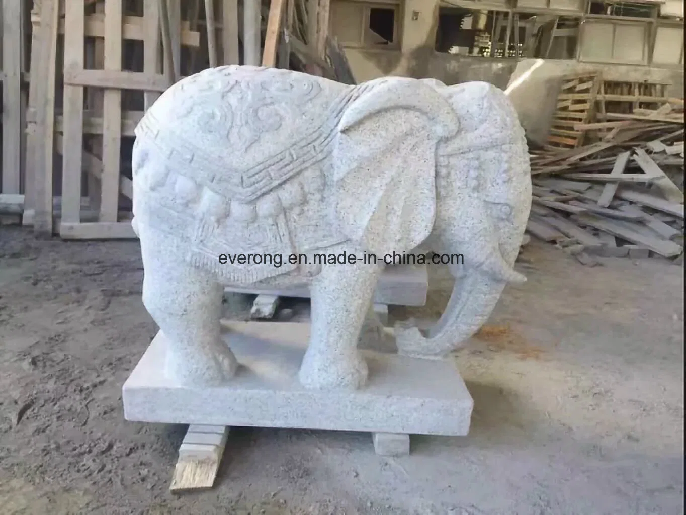 Escultura en piedra de mármol, estatuas de animales de talla de elefante blanco para jardín