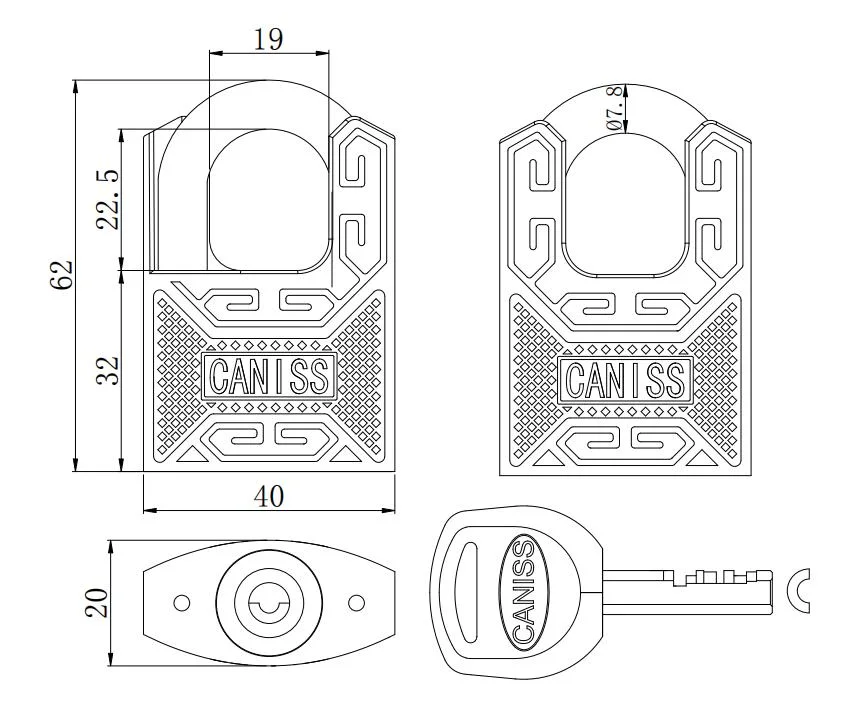 Security Zinc Alloy Key Cylinder Door Pad Lock