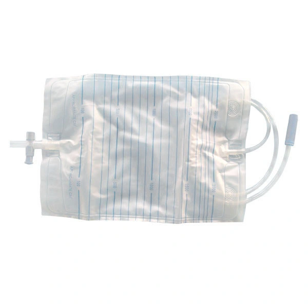 Sac de collecte d'urine stérile jetable, sac de drainage de 2 000 ml avec Soupape de poussée-traction