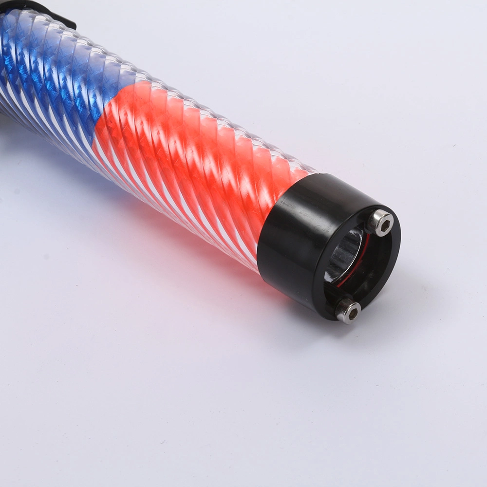 Extendable Safety Flashing LED Police Blue Red Traffic Wand Baton with Whistle and Top Light