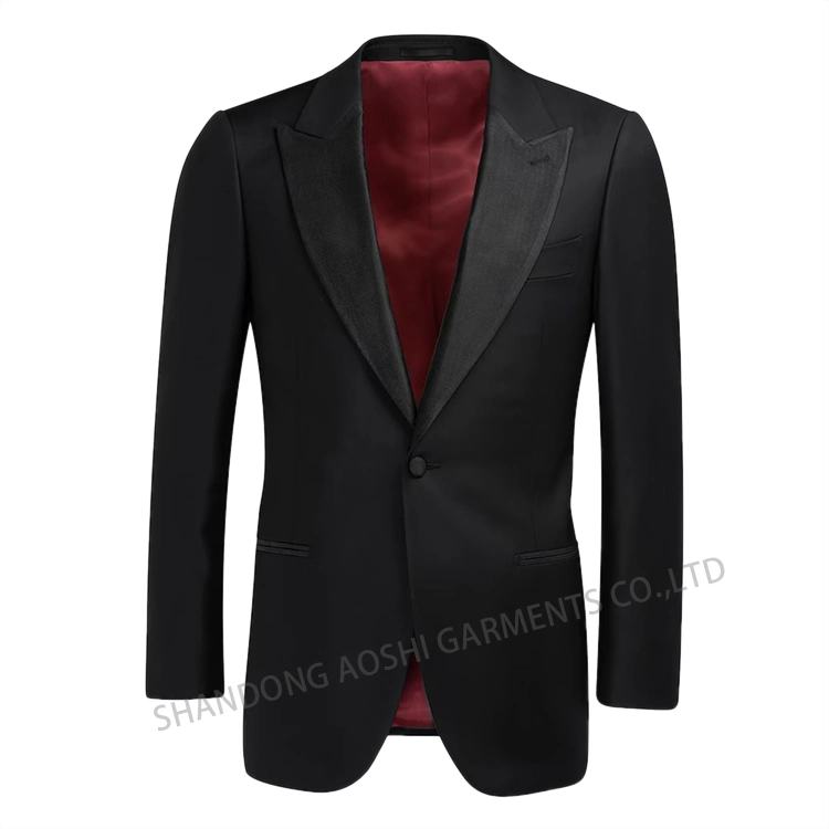 Mtm Men Suits Peak Lapel Modern Men's Custom 100% Double Fleece Pocket Wool Wedding Dress Suit Made in China