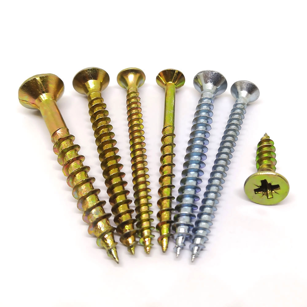 Chipboard Screw Double Flat Head Pozi Drive Yellow Zinc Plated