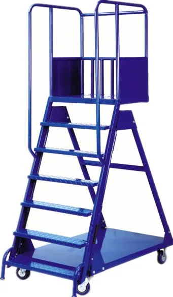 Steel Warehouse Rolling Step Ladder Manufacturer