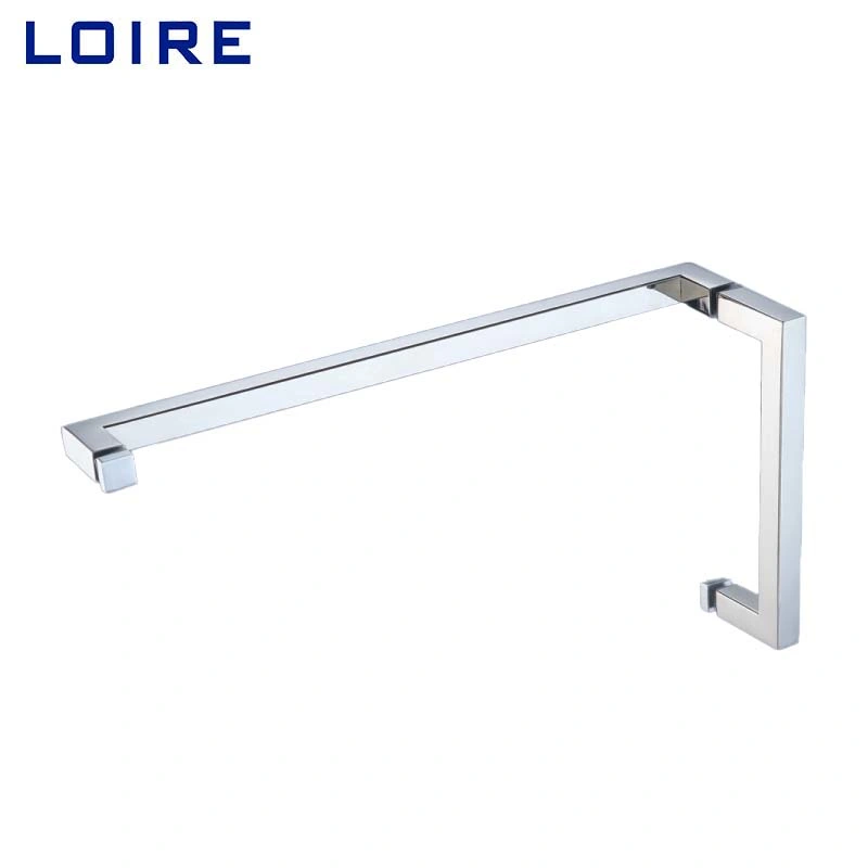 Loire Square 304 Stainless Steel Brass Aluminum Shower Glass Fitting Door Handle with Towel Bar Combo Hardware
