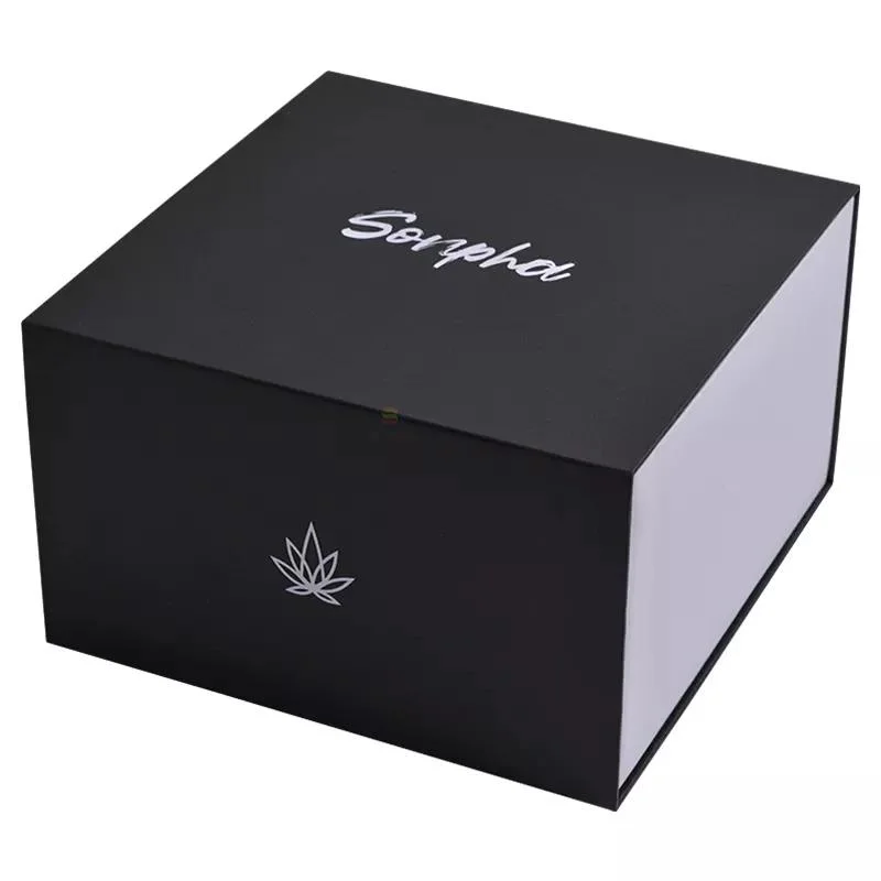 Commerce de gros logo personnalisé Casquette de baseball noire Hat Snapcap Paper Box Emballage du papier pour coffrets cadeaux Snapcap pliable