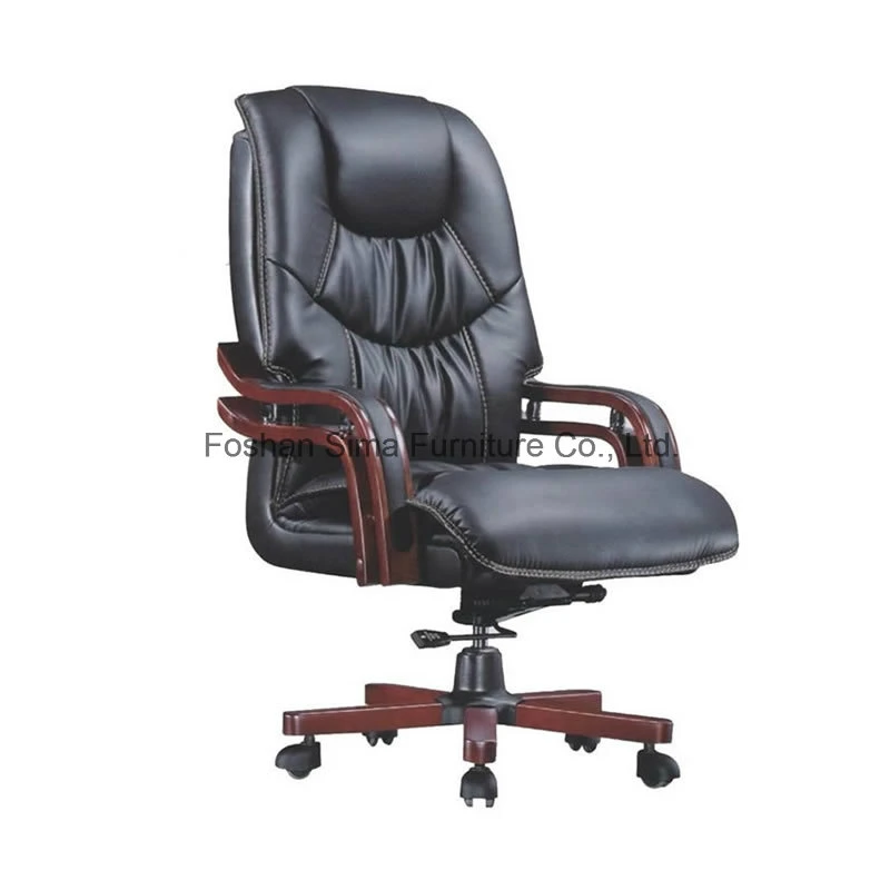 Manager Executive Oversized Faux Reclining Desk Wooden Swivel Leather Chairs