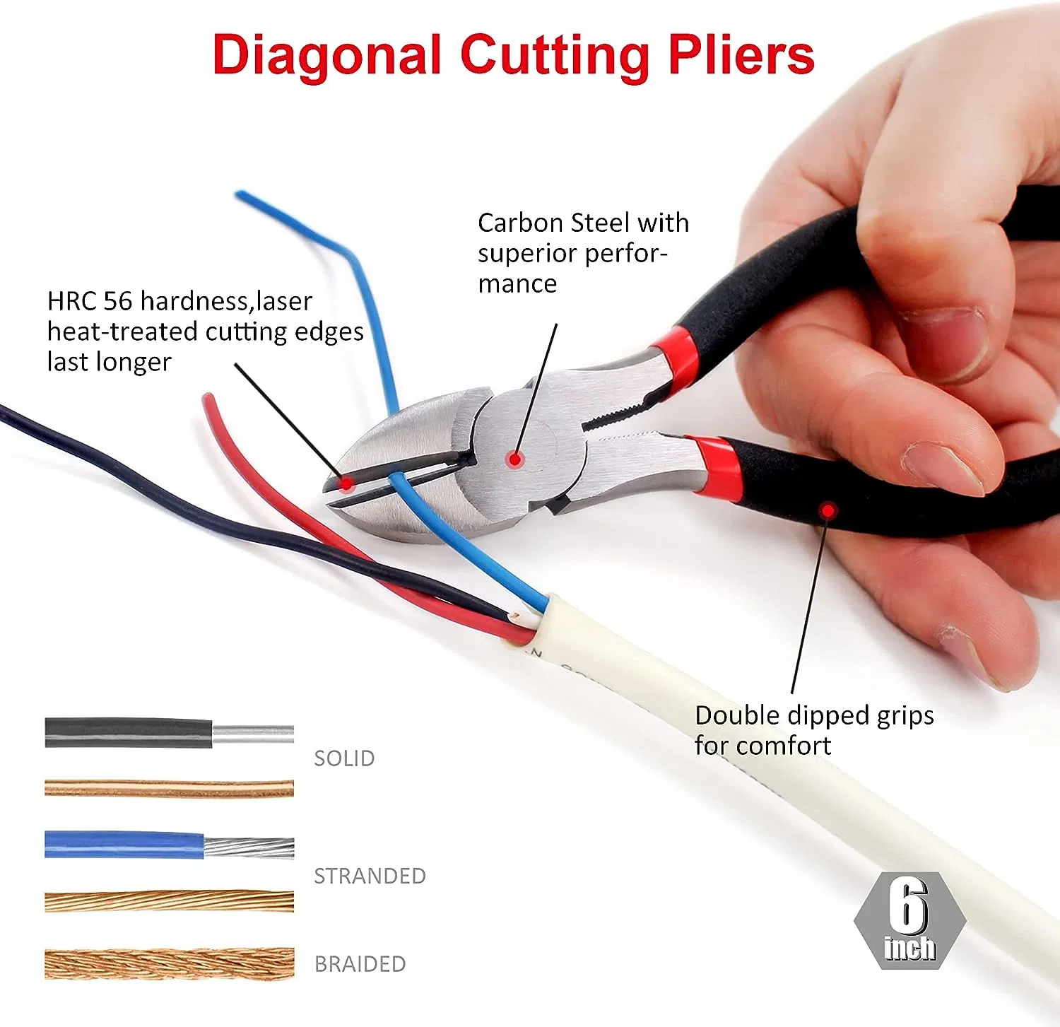 7-Piece Utility Pliers Set, Includes Slip Joint Pliers, Long Nose Pliers, Diagonal Pliers, Groove Joint Pliers, Linesman Pliers and Mini Long Nose Pliers