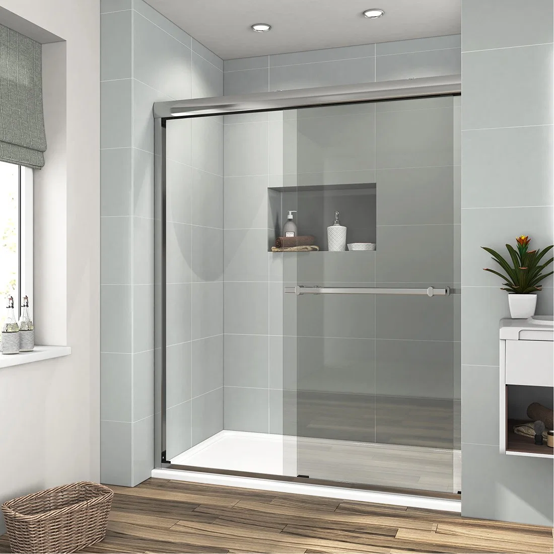 Aluminum Tempered Glass Shower Room Accessories Shower Sanitary Ware Bathroom Sliding Door