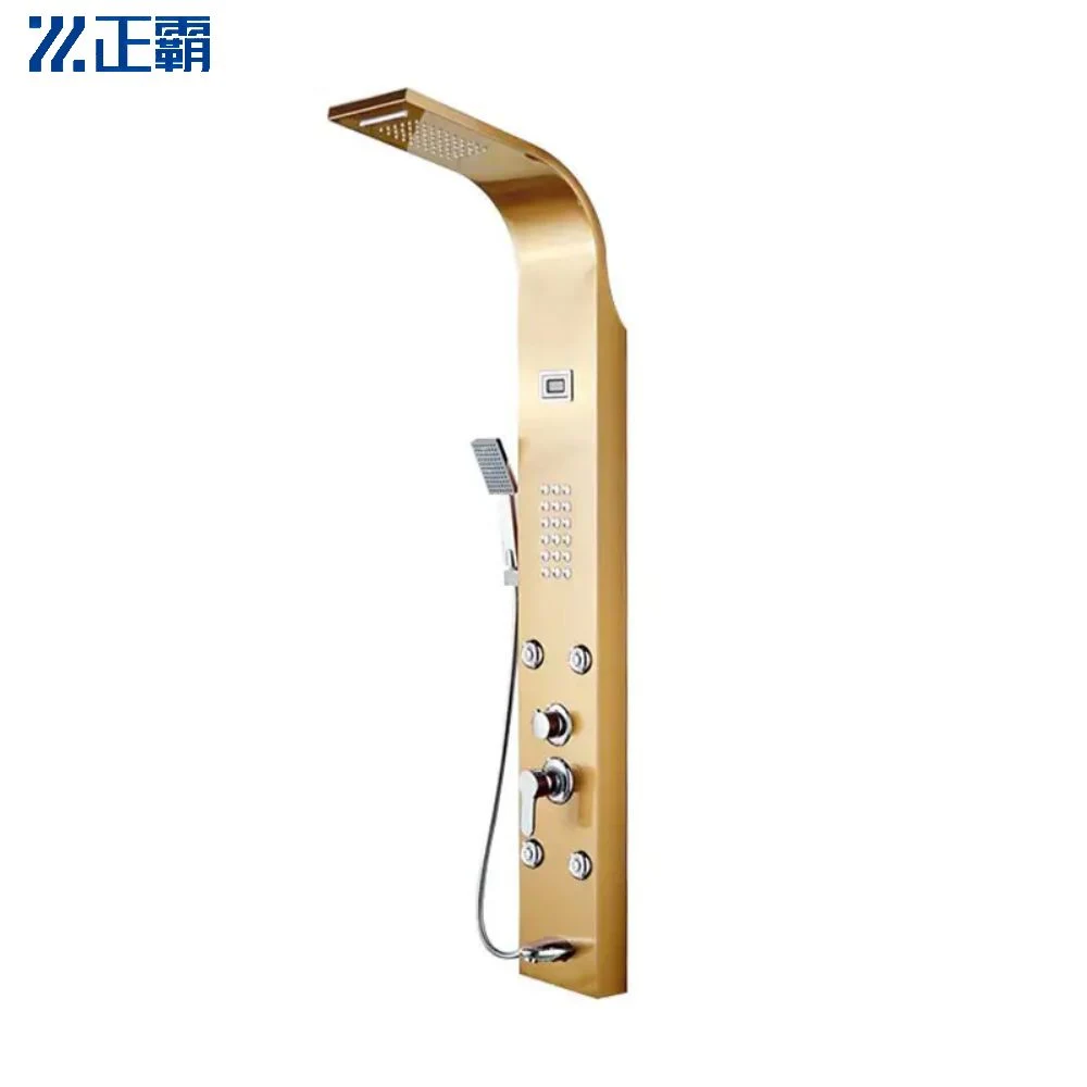 8096 Single Handle Gold Shower Column Five Functions 304 Stainless Steel Bathroom Shower Panel