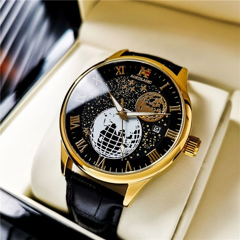 Assista homens ′ S marca luxuosa Hollowed out Automatic Mechanical Watch Cinto de segurança em aço fino para homem ′ Relógio mecânico de relógio S Watch