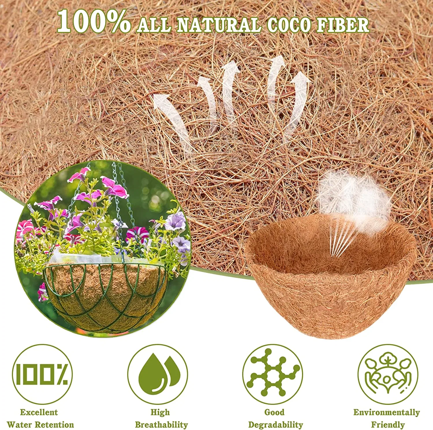 Hopesun Коко гильз, 100% Коко волокна гильзы и клей компонентов клея, скопление воды, сохраняет растений влагой и содействует развитию здорового роста