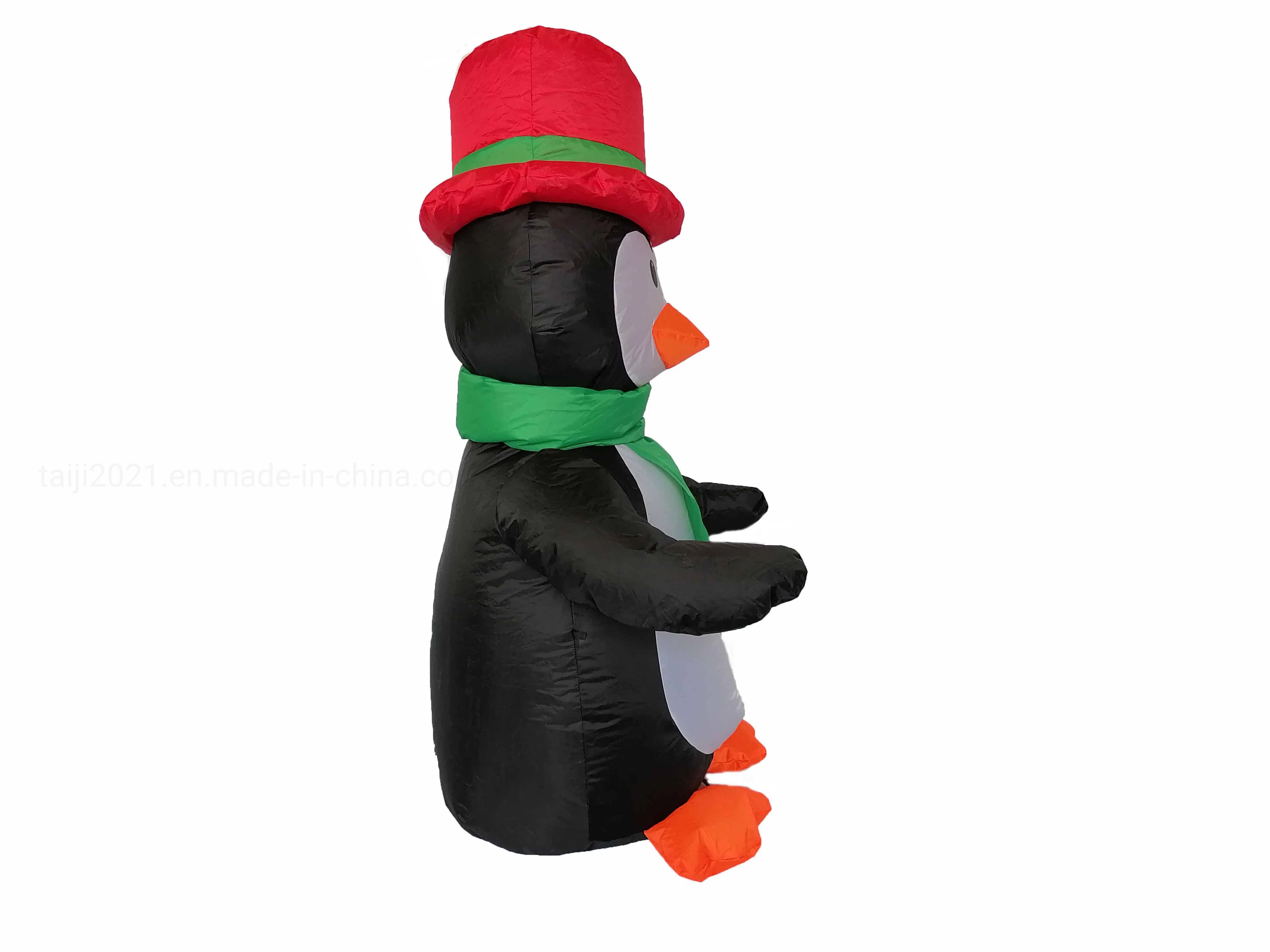 4FT Christmas Penguin with Gentleman Hat Inflatable Indoor Outdoor LED Yard Decoration