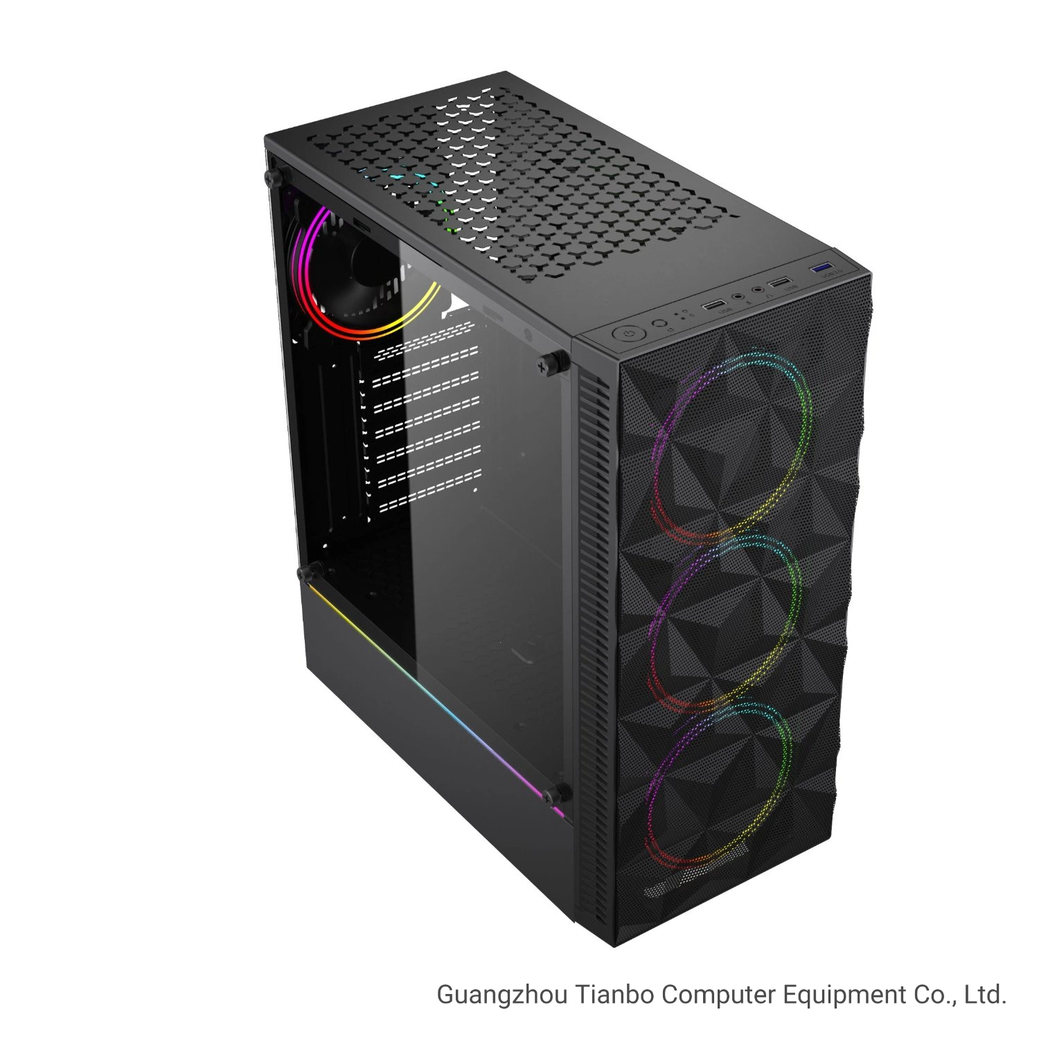 Suporte vertical para caixa de computador com caixa de PC VGA para jogos de 300 mm Ventoinhas RGB finas