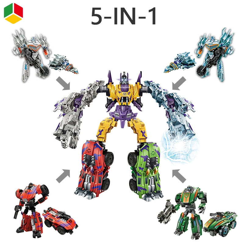 QS Promotion Gift DIY Education Kid 5 in 1 Transform Deformation Assembling Robot Sports Car Vehicle Toy for Children