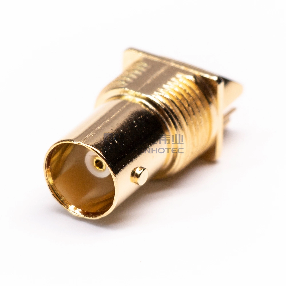 BNC Female Connector Straight PCB Edge Mount CCTV Camera Coaxial Gold