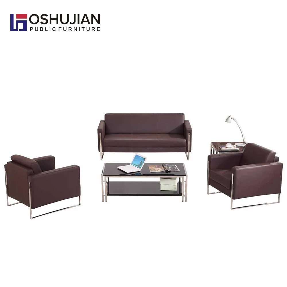 Office Sofa Wood Modern Office Leather Sofa