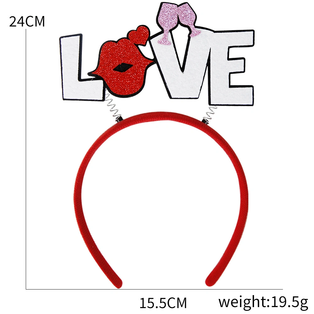 Valentine&prime; S Day Heart Headband Red Sequins Hair Band Hair Hoop